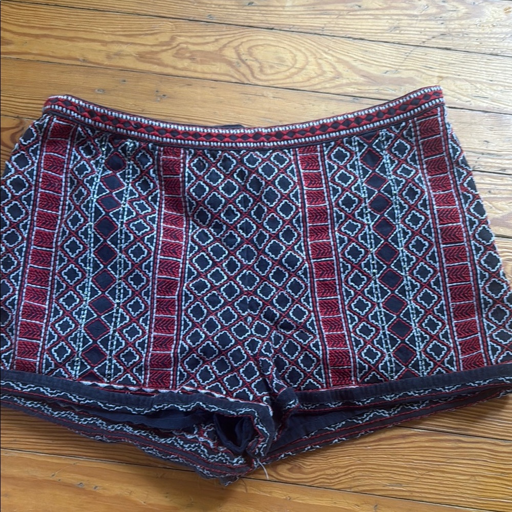 Forever 21 High Waist Red and Blue Geometric Shorts